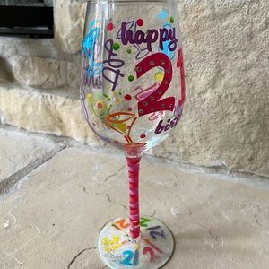 New 21st Birthday Hand Painted Wine Glass w/ Stem